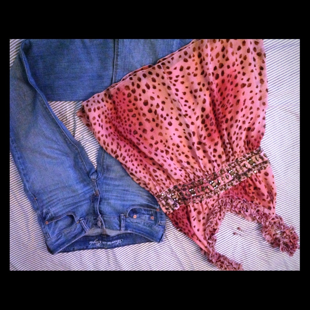 Peachy orange brown ruffle top ,zipper side,